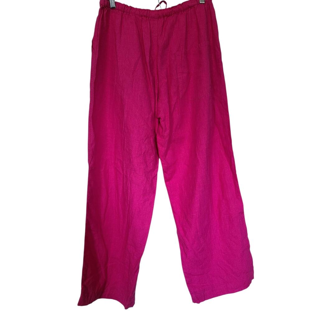 Ichi Antiquités Japan Hot Pink 100% Linen Wide Leg Pants Size 2(S/M) Drawstring - Picture 5 of 7